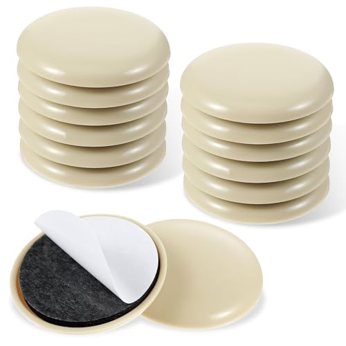 12 Pcs Self-Adhesive Stick Furniture Sliders 2 Inch Furniture Movers Self Adhesive Chair Gliders Furnitures Moving Glides Pads Self Adhesive Gliders for Carpet Hardwood Floors(Round)