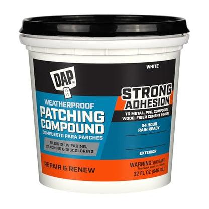 DAP Weatherproof Patching Compound, White, 32 Oz (7079818787) - size: 32 Fl Oz