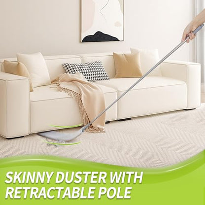 IVYROLL Duster with Extension Pole, Skinny Duster/Under Appliance Cleaning Tool & Spider Web Brush & Ceiling Cleaner, 100" Microfiber Feather Cleaner with Washable Head for Fan Furniture Wall - color: Set D: Spider Web Brush & Ceiling Duster & Gap Duster