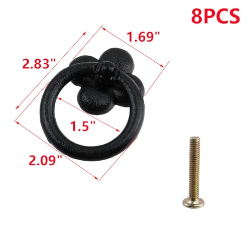 MY MIRONEY 8PCS Cabinet Ring Pulls Black Ring Drawer Pulls Zinc Alloy Hardware Drop Ring Pulls Handles for Kitchen, Dresser, Closet, Cupboard - style: Type M