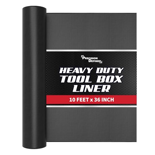 Precision Defined Professional Grade Tool Box Liner, 10 ft x 36", Black | Tool Box Drawer Liner, Shelf Liner Non Slip Mat, Thick Cabinet Shelf Liner, Toolbox Drawer Liner - size: 36"W x 120"L