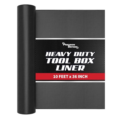 Precision Defined Professional Grade Tool Box Liner, 10 ft x 36", Black | Tool Box Drawer Liner, Shelf Liner Non Slip Mat, Thick Cabinet Shelf Liner, Toolbox Drawer Liner - size: 36"W x 120"L