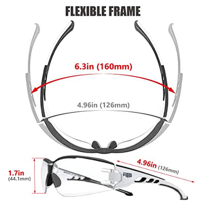 HTS HUNTERSKY Super Flexible Lightweight Anti Fog Wrap-Around U6 Clear Shooting Safety Glasses with ANSI Z87.1 Scratch Resist - color: Black / Clear (1 Pack)