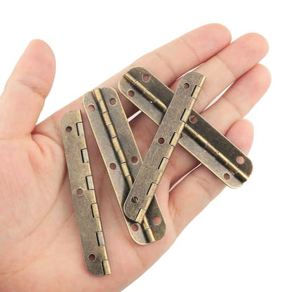 4PCS 180 Degree Long Bronze Plated Piano Hinges Wooden Box Small Hinge Wooden Box Connect Mount Hinges with Screws