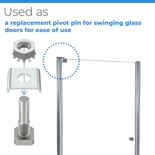 Shower Door Pivot Pin Parts with Hex-Nut and Washer Shower Doors Stainless Steel Pivot Replacement for Pivot Shower Doors - size: #SDPP01