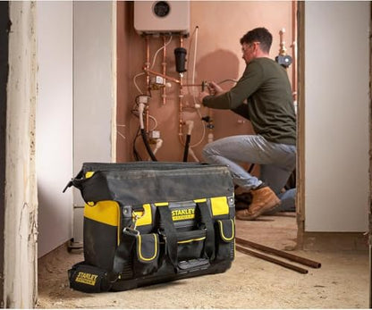 STANLEY FATMAX Open Mouth Rigid Tool Bag with Storage Compartment, Multi-Pockets Storage Organiser, 20 Inch, FMST1-71180, Black