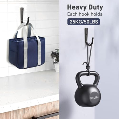 5Pcs Large Size Heavy Duty Wall Hooks, Coat Hooks, Wall Hooks for Hanging Pans, Backpacks, Coats, Garage Items (Black) - color: 5pack-black, size: Extra-large