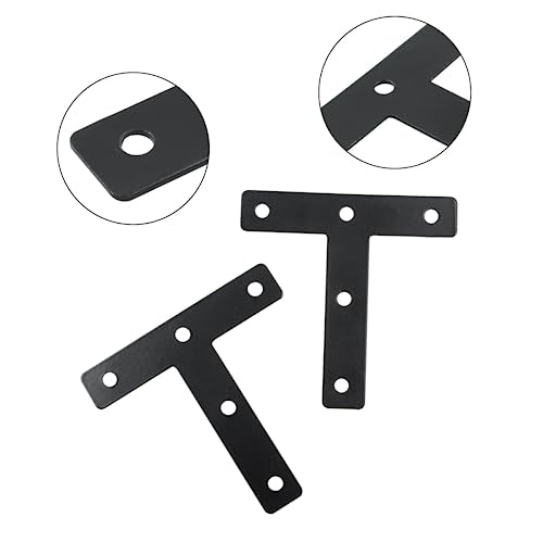 Hordion 10Pcs 3 x 3 Inch T Bracket Corner Brace (80 X 80mm), Iron Flat Corner Bracket Heavy Duty, Metal T Shaped Support Brace, Right Angle Brackets Repair Plates with Screws - size: 3" x 3" (Black), style: T-Shape