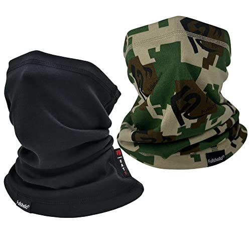 Fullsheild FR Flame Resistant Face Mask Full Cover Neck Gaiter Snood for Welding Hunting Army Military Working - color: Black and Alphabet Camouflage-2pcs