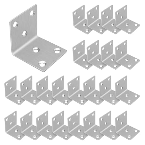40PCS 1.5'' Metal Angle Brackets,304 Stainless Steel Heavy Duty Angle Bracket with Slot, 90° L Brackets for Wood, Corner Shelf Brackets for Furniture, Book Shelf(Silver,1.5X1.5X0.08IN) - size: 1.57X1.57X0.08IN