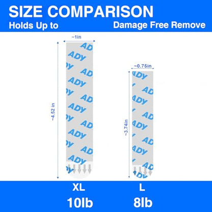 ADY Removable Double Sided Tape Heavy Duty 40 Pack, Picture Hanging Strips Damage Free for Wall, Refill Adhesive Strips for Rent Room, Foam Adhesive Mounting Tape for Decor, Poster - size: XL-1in x 4.52in
