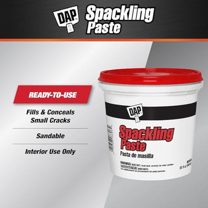 DAP Spackling Paste, White, 32 Oz (7079810204) - size: 32 Fl Oz (Pack of 1)