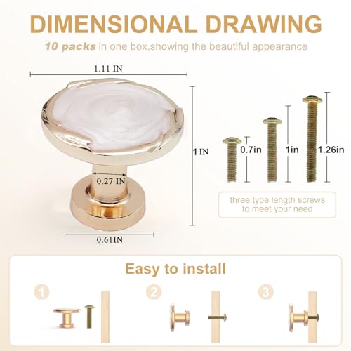 ECREW 10 Pieces Cabinet Round Knob Drawer Kitchen Pulls Cupboard Door Handle 1.18" Diameter