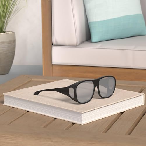 Fit Over Wrap Sunglasses Polarized Lens Wear Over Eyeglasses 100% UV Protection for Men and Women - color: Yellow Night Driving Lens and Silver Mirror Lens