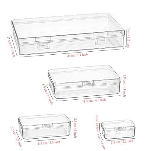 Goodma 24 Pieces Mixed Sizes Rectangular Empty Mini Clear Plastic Organizer Storage Box Containers with Hinged Lids for Small Items and Other Craft Projects - size: 4 Sizes