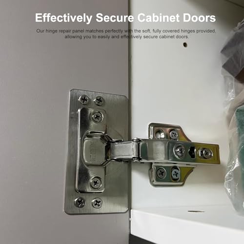 12 Pack Cabinet Hinge Repair Plate, Cabinet Doors Hinge Repair Kit, Stainless Steel Furniture Drawer Window Repair Plates with Mounting Screws, Easy to Install