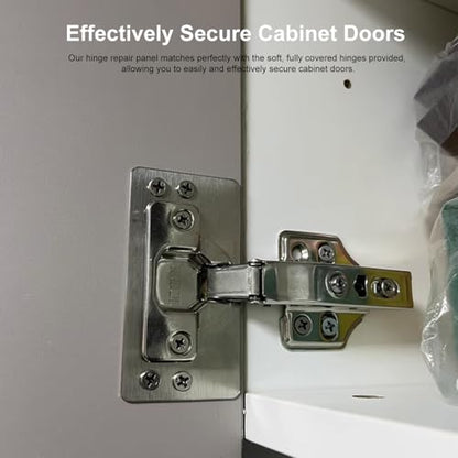 12 Pack Cabinet Hinge Repair Plate, Cabinet Doors Hinge Repair Kit, Stainless Steel Furniture Drawer Window Repair Plates with Mounting Screws, Easy to Install