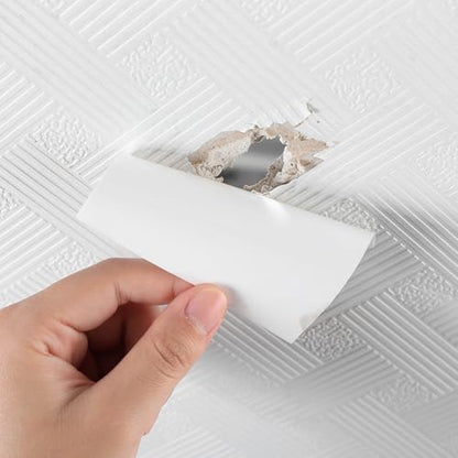 10 Pcs Bathtub Hole Patch Siding Wall Repair Kit Waterproof Patch Holes Blemishes Tools Self Adhesive White Tape for Cracked Pool Liner Roof Skylight and Vinyl Skirting(White) - color: White