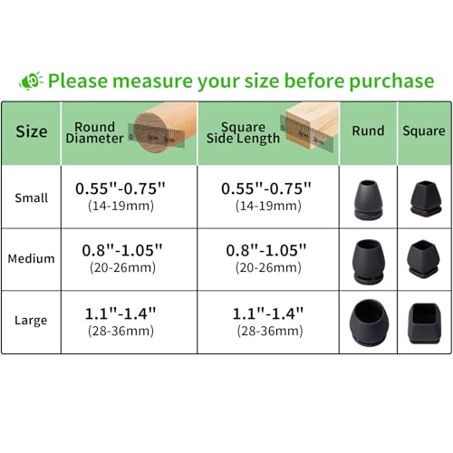 16PCS Round Silicone Chair Leg Floor Protectors for Hardwood Floors, Felt Furniture Pads Covers Table Chair Leg Caps, Large Chair Sliders for Wood Floors, Anti-Scratches & Noise(Black, Fit:1.1"-1.4") - size: L(Fit 1.1"-1.4") - Black