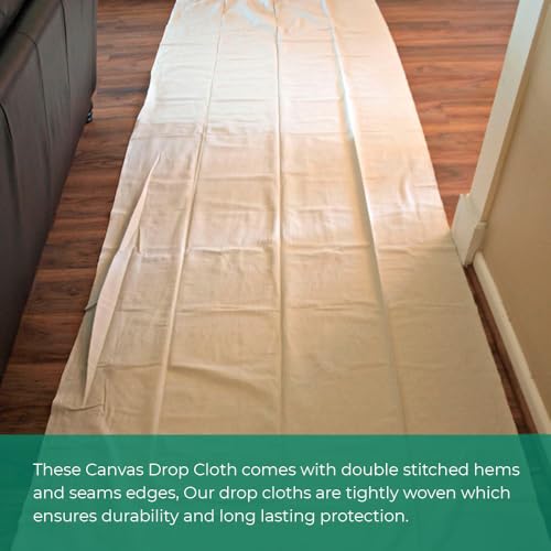 Canvas Drop Cloth for Painting 4x5 feet Pack of 1-8oz Painters Drop Cloths for Painting - All Purpose Canvas Tarps for Floor & Furniture Protection - Recycled Cotton Fabric - size: 4x5 Ft - 1 pc
