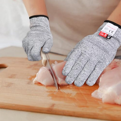 Kitchen Work Safety Protection Anti-Cutting Gloves Grade 5 Wear Resistance,Peel The Shell, Cut The Meat - color: Black- Grey, size: Small