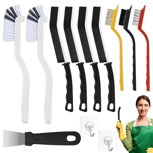 Crevice Cleaning Brush,12 Pcs Cleaning Supplies Cleaning Brush Tools,Hard Bristle Cleaning Brushes for Household Use Bathroom Tiles Kitchen Corner,Sink,Teapot, Bottle,Blender Practical and Durable - color: White01