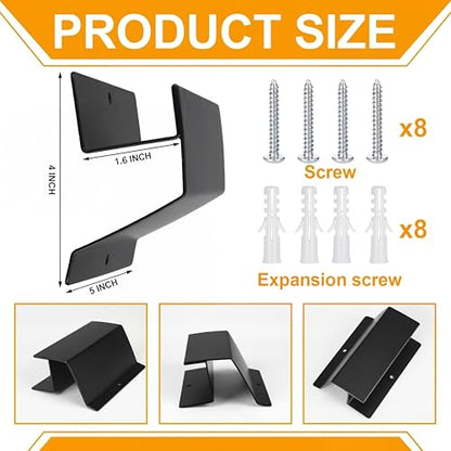 Beeveer 4 Pack Ladder Hooks for Garage Wall Heavy Duty Steel Ladder Brackets with Mounting Hardware, Heavy Duty Utility Hanger for Step, Wheelbarrow & Garden Tools Storage, 50 Lbs Capacity