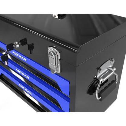 Runboll Mechanics Tool Set 339-Piece 3-Drawer Toolbox with Tools Kits Included, with pliers, ball hammer, screwdrivers, wrenches, Hex Keys, and More - color: Blue, size: Toolbox w/ Kits
