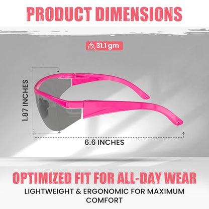Safety Girl SC-282-PNK-GRAY Navigator Safety Glasses, Polycarbide, One Size, Pink Frame, Gray Lens - color: Pink Frame, Gray Lens, size: One Size