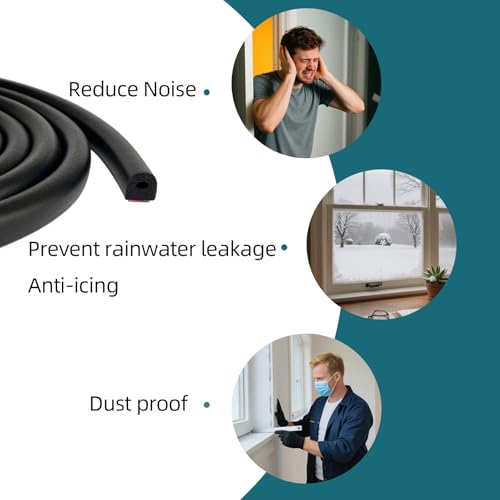 D Shape EPDM Foam Rubber Seal with Tape, Self-Adhesive Rubber Weather Stripping for Boat, Auto, RV, Marine, Garage Doors/Window and More, W:0.5"; H:0.5"; L:26Feet