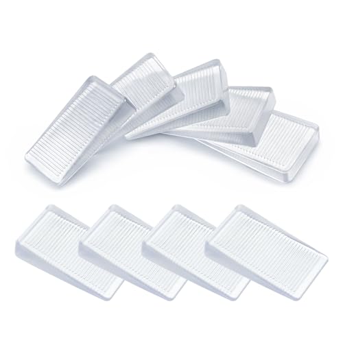 8 Pack Clear Rubber Door Stop Wedge, Premium Heavy Duty Door Stoppers Durable Non-Scratching Doorstops Sturdy Stackable Doors Stops for All Types Floors Indoor Outdoor (Clear, 10mm/0.39in)