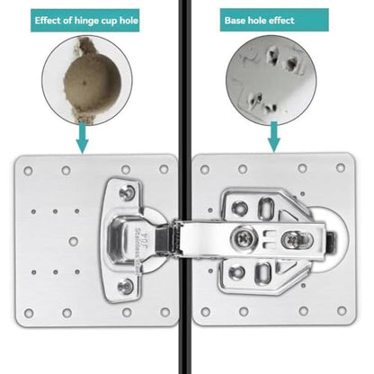 10PCS Hinge Repair Plate,Cabinet Hinge Repair Plate with Customized Screws,Stainless Steel Kitchen Cupboard Door Hinge Repair Brackets with Holes for Kitchen Cupboards - style: Modern-10PCS-square