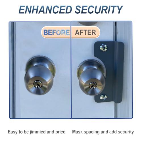 U 9500 3'' x 7'' Latch Guard Plate Cover, Door Security Strike Plate, Easy to Install, Protect Against Forced Entry (Gray) (1 Pack)