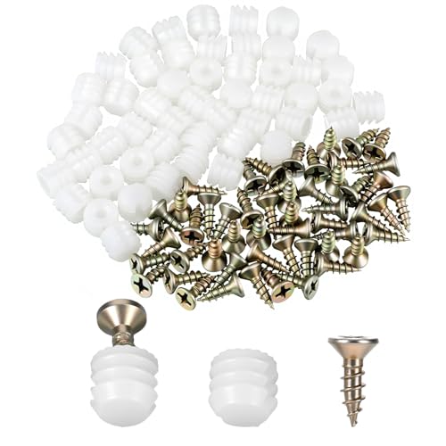 50 Pcs Plastic Dowel Inserts and Mounting Screws for Hinges Plastic Dowels Pre-Inserted Nuts Furniture Fittings for Cabinet Door Connections