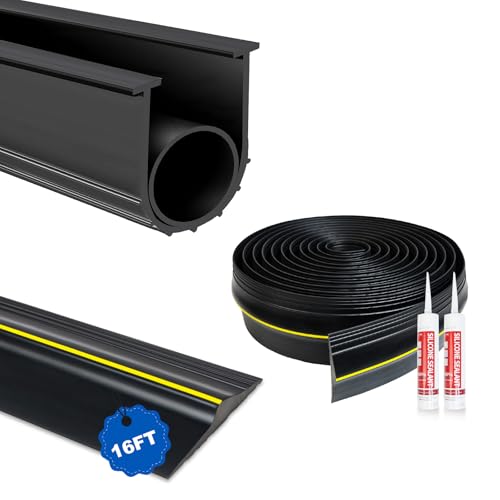 DGSL Garage Door Threshold and Bottom Seals Kit 16 FT,Rubber Weather Stripping Seal Strip Replacement,DIY Garage Door Bottom Seal with Sealants/Adhesive Combination - color: U+O & Threshold, size: 16 Ft