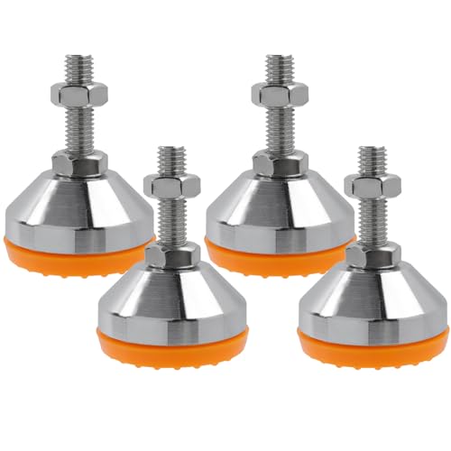 M10x50mm Leveling Feet, 2200 lb Capacity Heavy Duty Adjustable Swivel Furniture Glides, 1.97 Inch Anti-Slip Base, Rubber Feet Levelers for Table, Shelves, Workbench, Cabinet, Machine, 4Pcs - color: Orange, size: D50xM10xH50mm