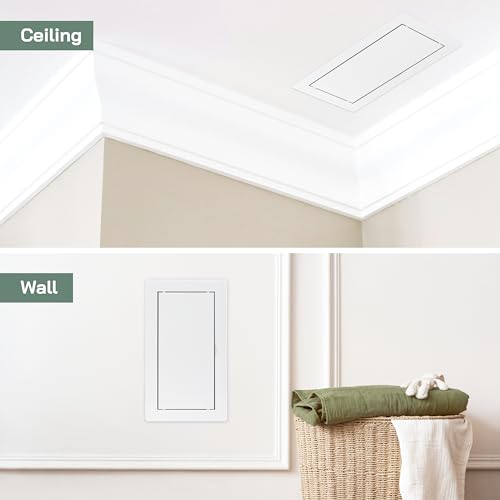 Vent Systems 4x8 Access Panel (Cut-Out) - Easy Doors ABS Plastic for Drywall, Wall and Ceiling Electrical Plumbing Service Door Cover Exterior Dimensions 5.3x9.3 Inch White 4 x 8/100 200 mm - size: 4 X 8 Inch / 100 X 200 Mm
