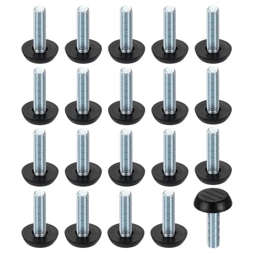 uxcell 20Pcs M6 Thread Furniture Feet Levelers, 19x9mm Adjustable Leveling Table Feet, Screw on Furniture Glide Leveling for Chair Stool Legs, Black - color: Black, size: M6x19x9mm