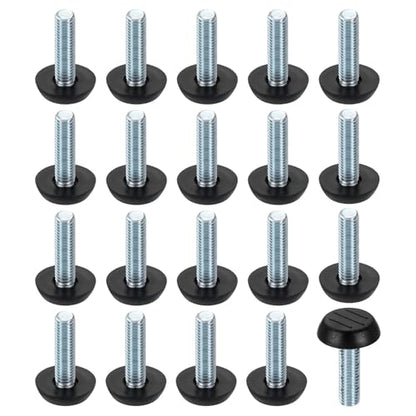 uxcell 20Pcs M6 Thread Furniture Feet Levelers, 19x9mm Adjustable Leveling Table Feet, Screw on Furniture Glide Leveling for Chair Stool Legs, Black - color: Black, size: M6x19x9mm
