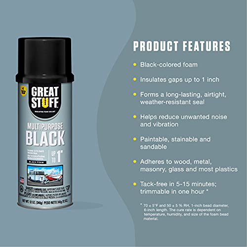 Great Stuff 99054816 Multipurpose Insulating Foam Sealant, 12 oz, Black - size: Each, style: Multipurpose Insulating Foam Sealant