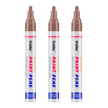 Blue Paint Markers, 3 Pack Oil-Based Waterproof Quick Dry Permanent Paint Pen Set for Rocks Painting, Wood, Fabric, Plastic, Canvas, Glass, Mugs, Metal, Tire, Stone, DIY Craft - color: Brown