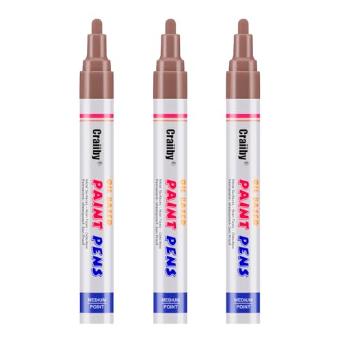 Blue Paint Markers, 3 Pack Oil-Based Waterproof Quick Dry Permanent Paint Pen Set for Rocks Painting, Wood, Fabric, Plastic, Canvas, Glass, Mugs, Metal, Tire, Stone, DIY Craft - color: Brown