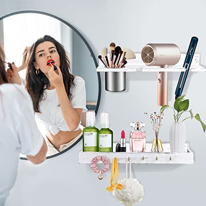 Hair Tool Organizer,Wall Mounted Hair Dryer and Styling tool Holder,Blow Dryer Holder,Organizer for Hot Tools, Curling Iron,Hair Straightener(White)