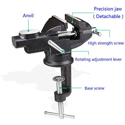 Table Vise Home Vise Clamp-On Vise, 3.0" black - size: 3.0" black