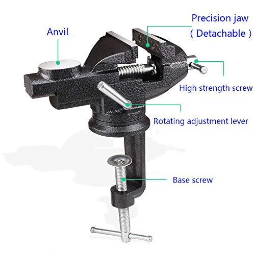 Home Table Vise Universal Rotate 360° Work Clamp-On Vise, golf club vise clamp,Portable Vice for Workbench, 3.2" black - size: 3.2" Black