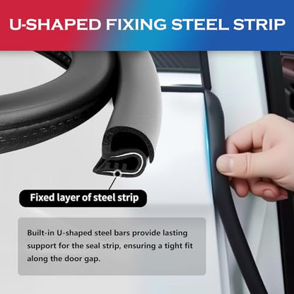 2PCS 2.62Ft Adjustable Automotive Weather Stripping Door Seal,Open-end Car Door Weather Stripping with Upgraded U-Shaped Fixing Steel Strip & Bayonet,Thickened Car Rubber Edge Trim - color: B-Pillar
