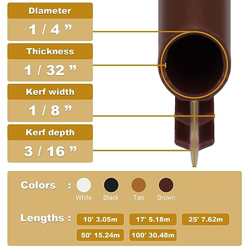 Window Weatherstrip Seal 1/4" Bulb Bubble Kerf Mount Bulb Gasket Window Weather Stripping Kerf - 4 Colors and 5 Length Options (25', Brown) - color: Brown, size: 25'