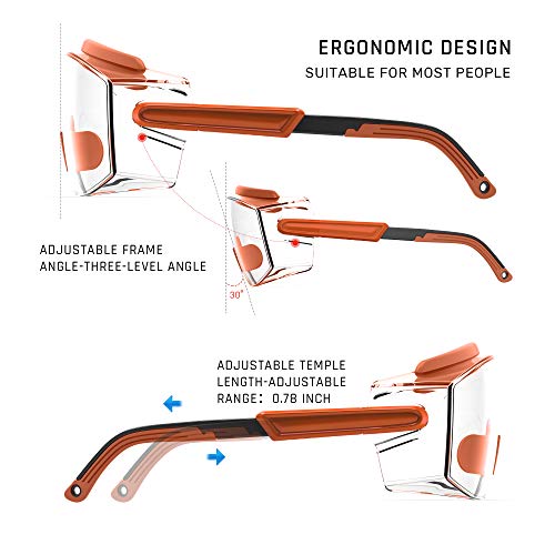 Anti Fog Safety Glasses Safety Goggles Over Glasses Protective Glasses with Anti Scratch Lenses Adjustable - color: Orange