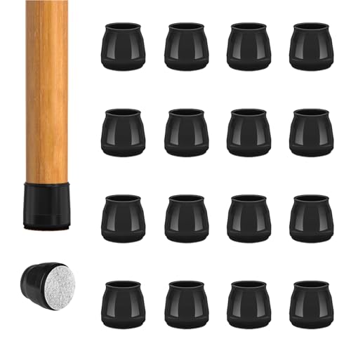 16pcs Round Chair Leg Floor Protectors, Felt Pads Chair Leg Protectors for Hardwood Floors, Silicone Furniture Feet Cups Covers Felt Pads, Prevents Scratches & Reduce Noise, Black, X-Small - color: Black-16pcs, size: Universal XS(0.70''-0.90'')