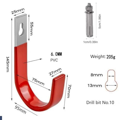 Heavy Duty Steel Garage Hooks,130 lbs Capacity,Large Metal Utility Storage Hook 2 Pack Garden Tool Organizer, Anti-Slip Wall Mount Hose Shed Shop Ladder Hanger J Hook - size: 5.7x3.0Inch